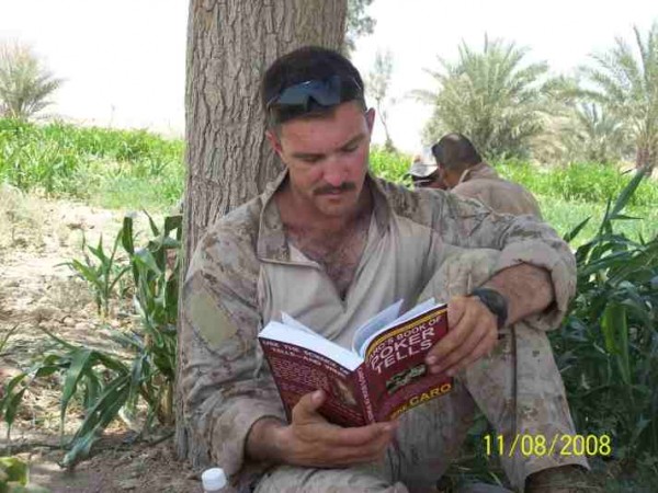 Jeffrey Wright reading Book of Tells while deployed in Iraq
