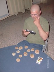 photo from Iraq showing improvised poker chips and deck of cards