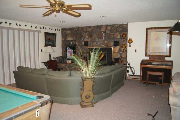 Fireplace in cabin, Caro Drive